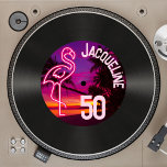 Invitation Dossier Retro personnalisé Neon Flamant rose 50e a<br><div class="desc">👉 Célébrez votre anniversaire avec cette invitation vintage à la soirée du 50e anniversaire de faux vinyle ! Ce design des années 80 totalement rétro avec un flamant rose néon et un coucher de soleil tropical vous fera certainement sourire ! - Cliquez simplement pour personnaliser ce design 🔥 Mes promesses...</div>