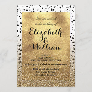 Invitation Dots confettis et faux or design