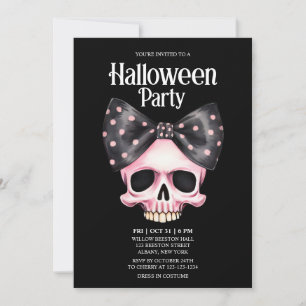 Invitation Dots crâne noir Bow rose Horreur Halloween Party
