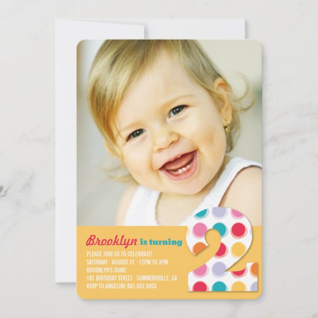 Invitation Dots de couleurs modernes flous 2e photo de fête d (Devant)