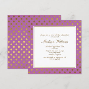 Invitation Dots de violet et d'or Fête de l'mariée moderne