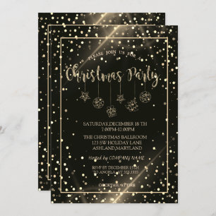 Invitation Dots d'or, Boules de Noël Société Fête de Noël