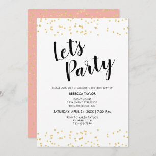 Invitation Dots Faux Foil Pink Gold Blush