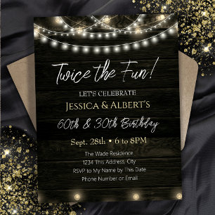 Invitation Double Anniversaire Chaîne Bois clair