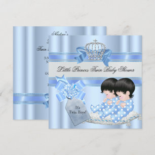Invitation Double Baby Shower Garçons Couronne de Petit Princ