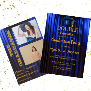 Invitation Double bleu Celebration Graduation Party 2 photos