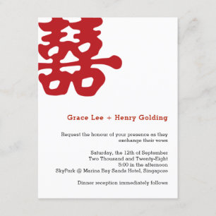 Invitation Double bonheur contemporain Mariage chinois