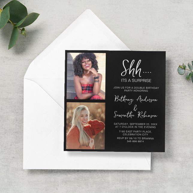 Invitation Double Celebration 2 Photo Anniversaire (Créateur téléchargé)