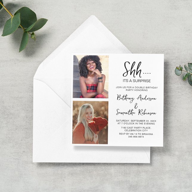 Invitation Double Celebration 2 Photo Anniversaire (Créateur téléchargé)