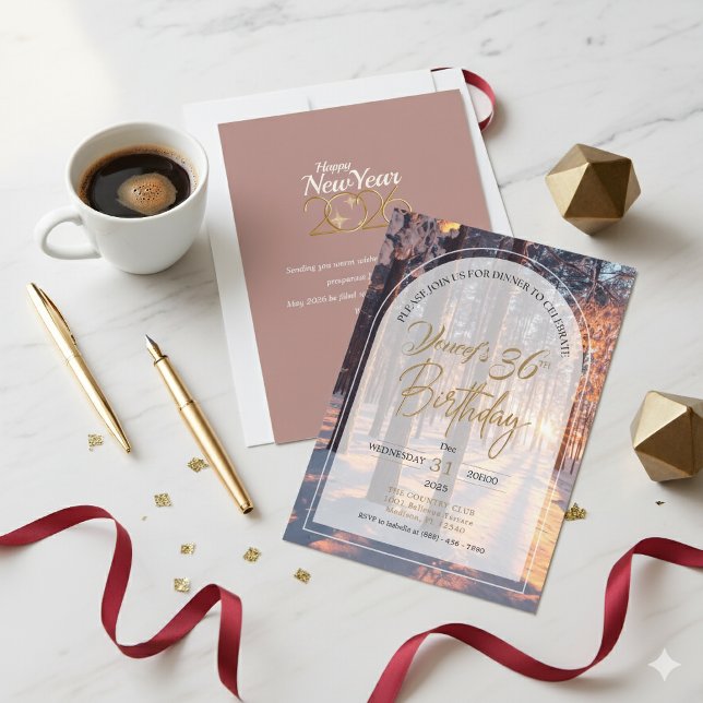 Invitation Double Célébration Bonne Année + Anniversaire (Créateur téléchargé)