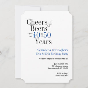 Invitation Double Célébration Cheers Bière Fête d'Anniversair