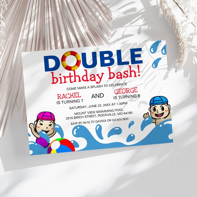 Invitation Double Célébration | Fête d'anniversaire pour enfa (Créateur téléchargé)