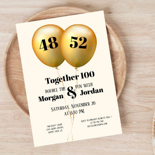 Invitation Double célébration Junior Or et Noir