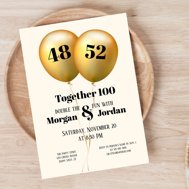 Invitation Double célébration Junior Or et Noir (Créateur téléchargé)