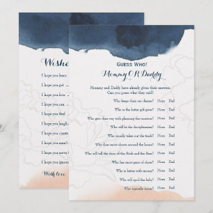 Invitation Double Côté - Baby shower Jeux Voeux   Devinez qui