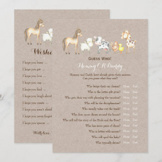 Invitation Double Côté - Baby shower Jeux Voeux | Devinez qui