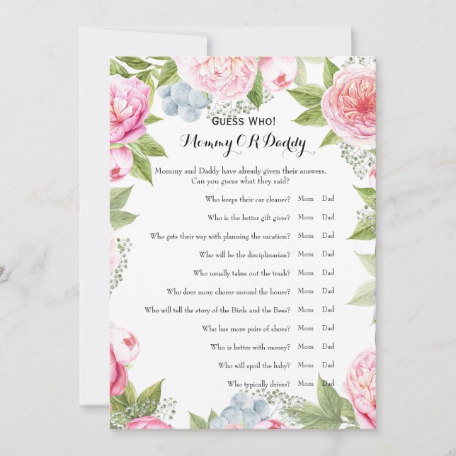 Invitation Double Côté - Baby shower Jeux Voeux | Devinez qui (Devant)