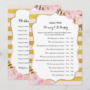 Invitation Double Côté - Baby shower Jeux Voeux   Devinez qui