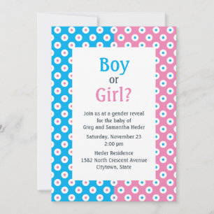 Invitation Double couleur Boy or Girl Polka-Dot Genre Reveine