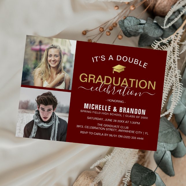 Invitation Double de la fête de graduation (Créateur téléchargé)