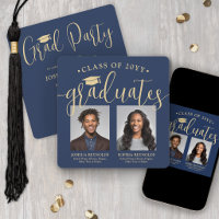Double Diplomation 2 Photos Navy & Gold Soirée Com