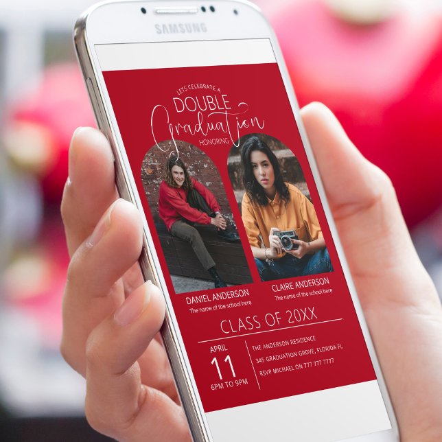 Invitation Double Diplômé Photo Arcue Graduation (Créateur téléchargé)