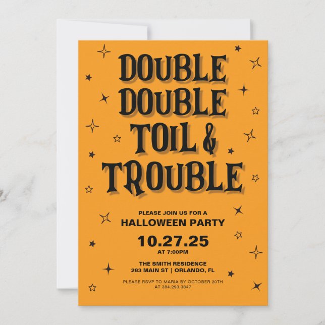 Invitation Double double huile et problème fête d'Halloween (Devant)