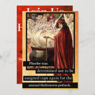 Invitation Double, Double, Toil & Trouble Halloween Potluck I