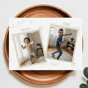Invitation Double Enfants Garçons Frère et Sœur Photo Anniver
