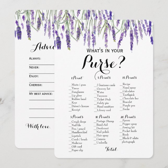 Invitation Double Face - 2 Jeux de Baby Shower Purse | Souhai (Devant / Derrière)