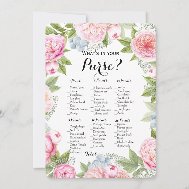 Invitation Double Face - 2 Jeux de Baby Shower Sac | Vœux (Devant)