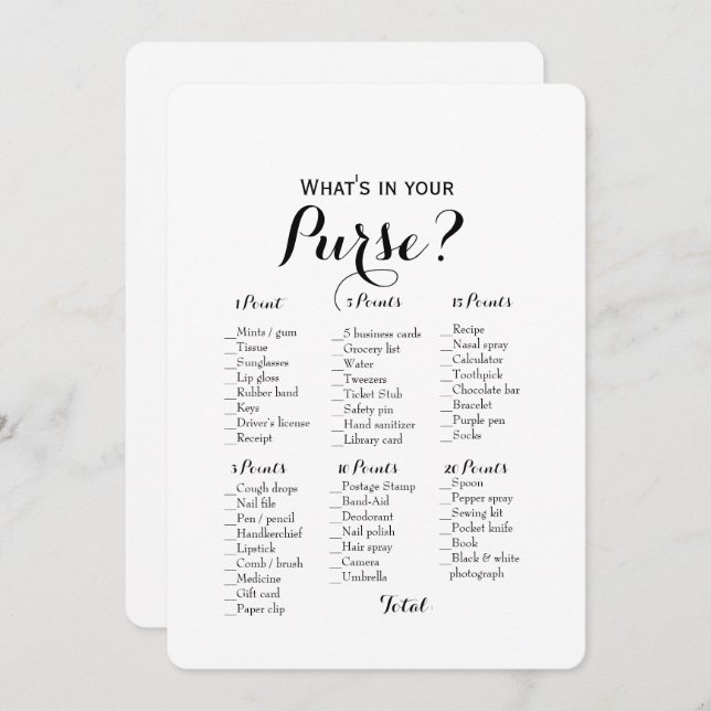 Invitation Double Face - 2 Jeux de Baby Shower Sac | Vœux (Devant / Derrière)