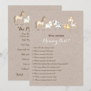 Invitation Double face - 2 x jeux de Baby shower