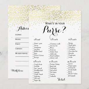 Invitation Double face Gold Confetti Jeux de Fête des mariées