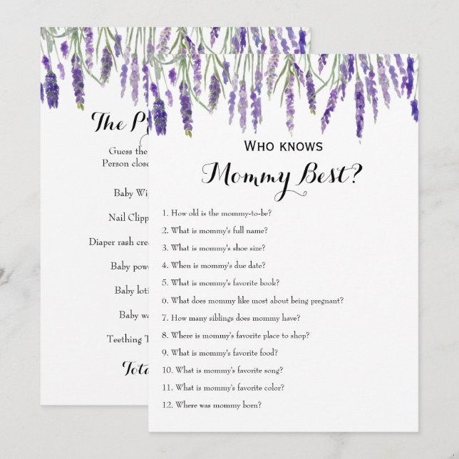 Invitation Double face - Jeux de 2 x Baby showers (Devant / Derrière)