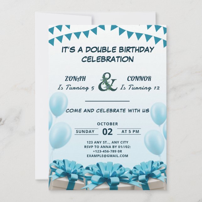 Invitation Double fête Anniversaire (Devant)