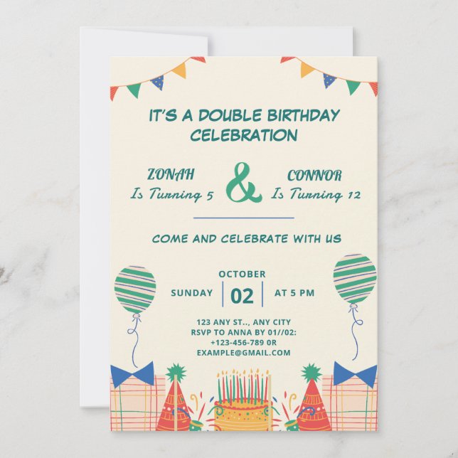 Invitation Double fête Anniversaire (Devant)