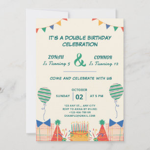 Invitation Double fête Anniversaire
