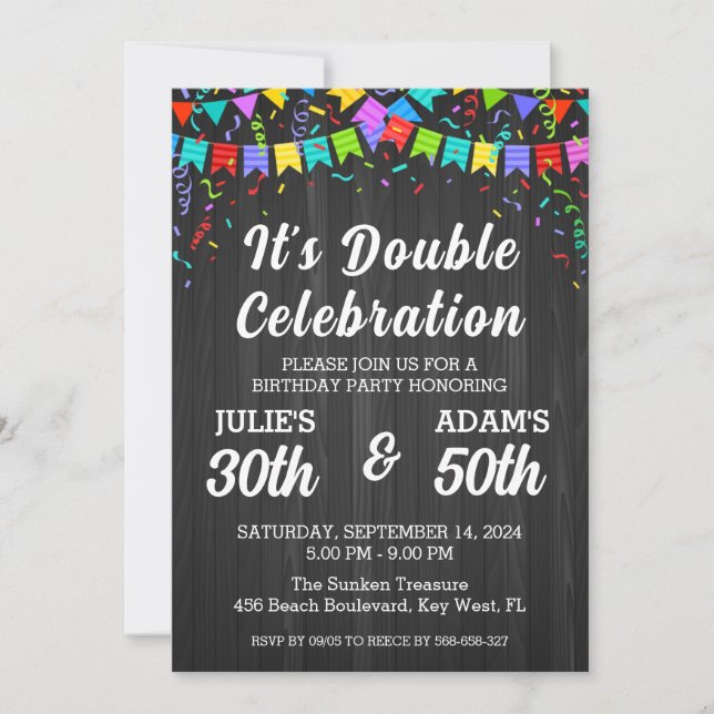 Invitation Double fête d'anniversaire (Devant)