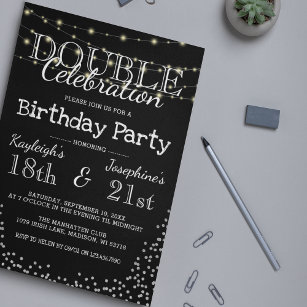 Invitation Double fête d'anniversaire élégante