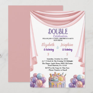 Invitation Double fête d'anniversaire pour enfants