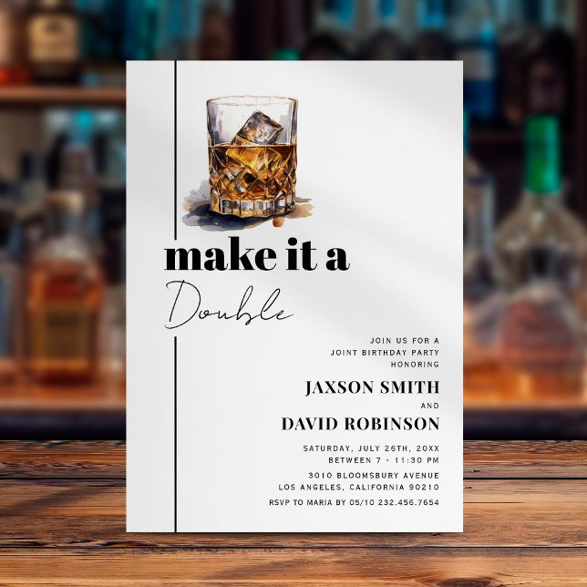 Invitation Double fête Whiskey fête d'anniversaire conjointe (Créateur téléchargé)