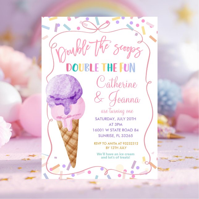Invitation Double gaufres Double Fun Anniversaire Glace (Créateur téléchargé)