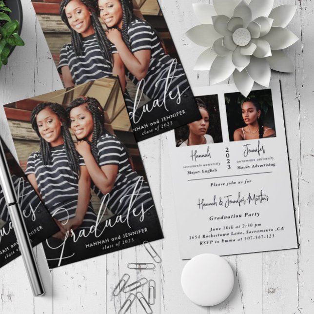 Invitation Double Graduates Two Graduates Party (Créateur téléchargé)