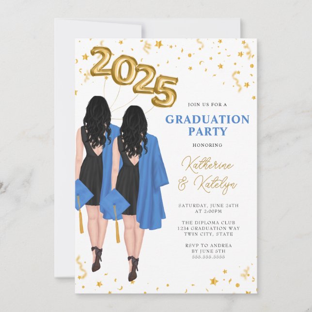 Invitation Double Graduation des jumeaux (Devant)