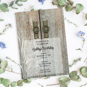 Invitation Double Grange Portes Pays Fête d'anniversaire