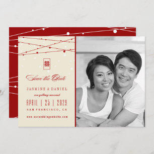 Invitation Double Happiness Fairy Lights Photo Enregistrer La