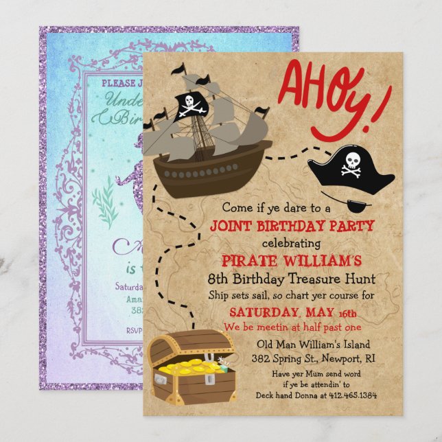 Invitation double - Invitation d'anniversaire Pira (Devant / Derrière)