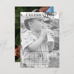 Invitation Double Jeune/Vieux Photo 70e anniversaire