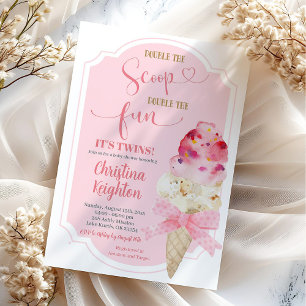 Invitation Double le Baby shower Twins de la crème glacée Sco